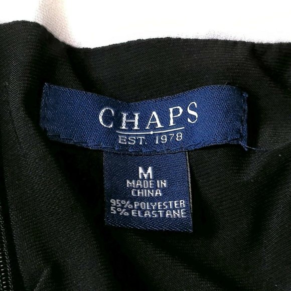 Chaps Pencil Dress Sleeveless Black And White With Accent Career Women Size Med - Picture 4 of 8